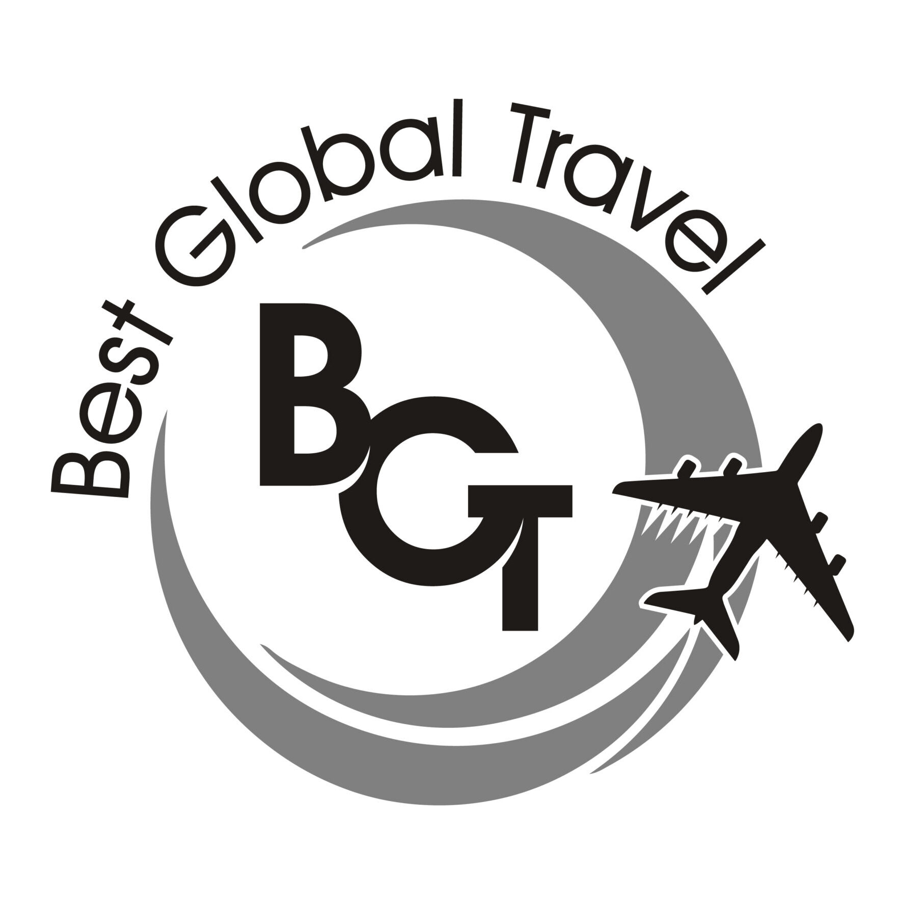 Logo of Best Global Travel with airplane and globe elements.
